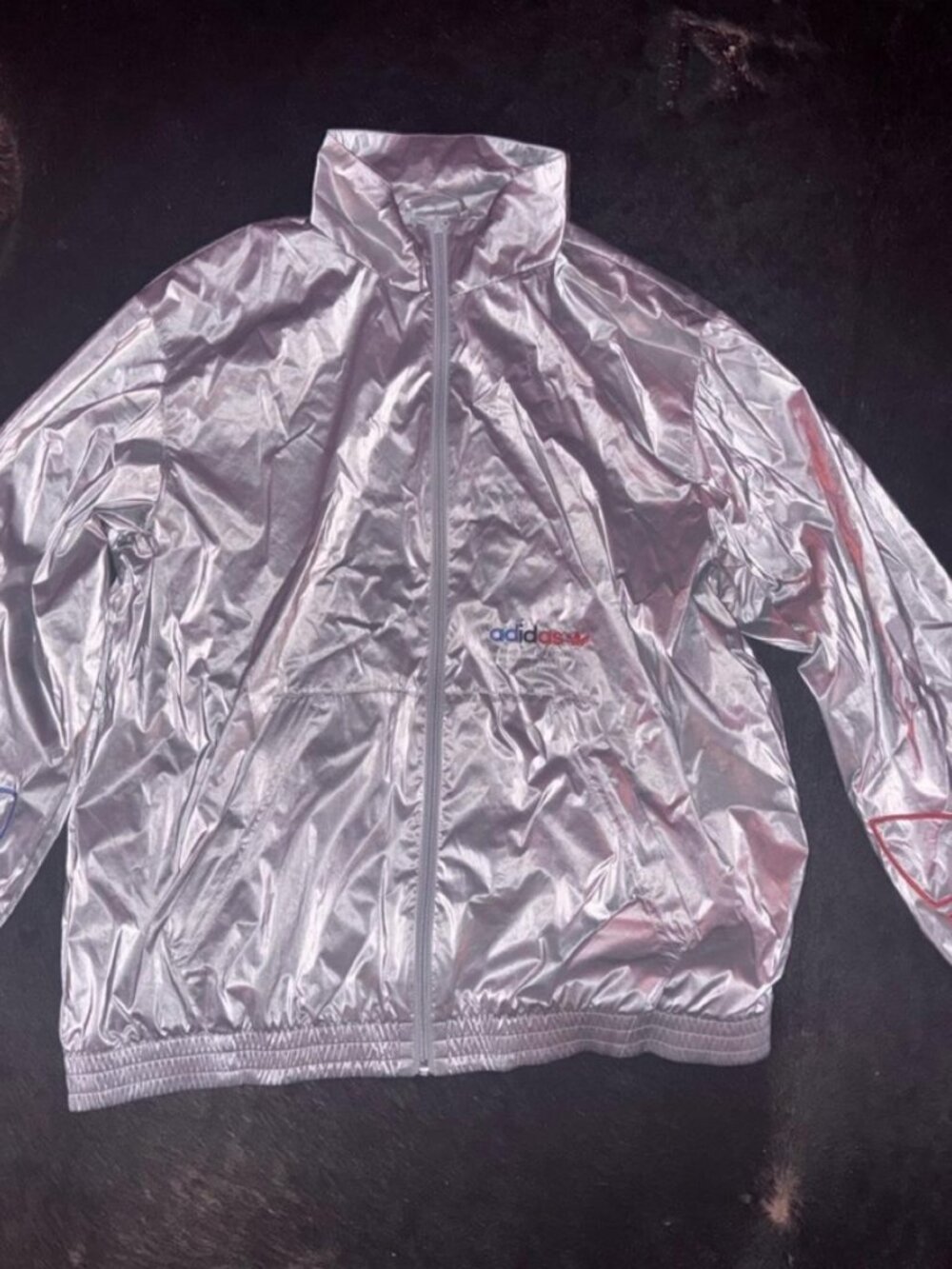 Adidas Silver Metallic Track Jacket Size M